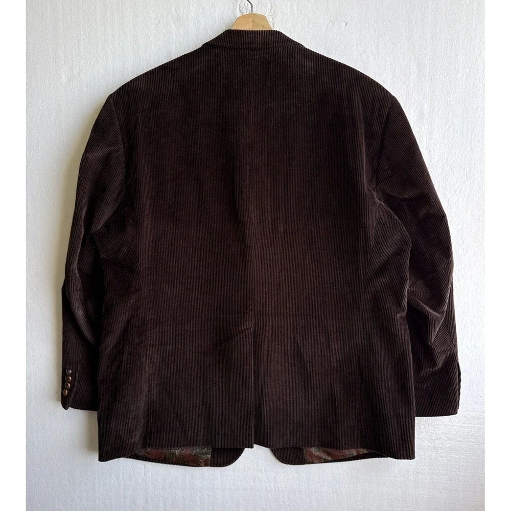Lauren Ralph Lauren Blazer Jacket Men 48R Corduroy Sport Coat Dark Brown Paisley